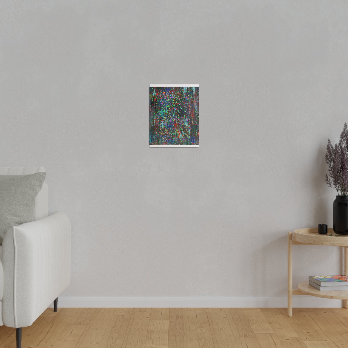 Color Drip Explosion Canvas Print  – Abstract Splatter Wall Art with Neon Paint on Dark Texture