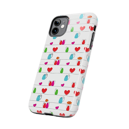 Cat and Hearts Tough Phone Cases
