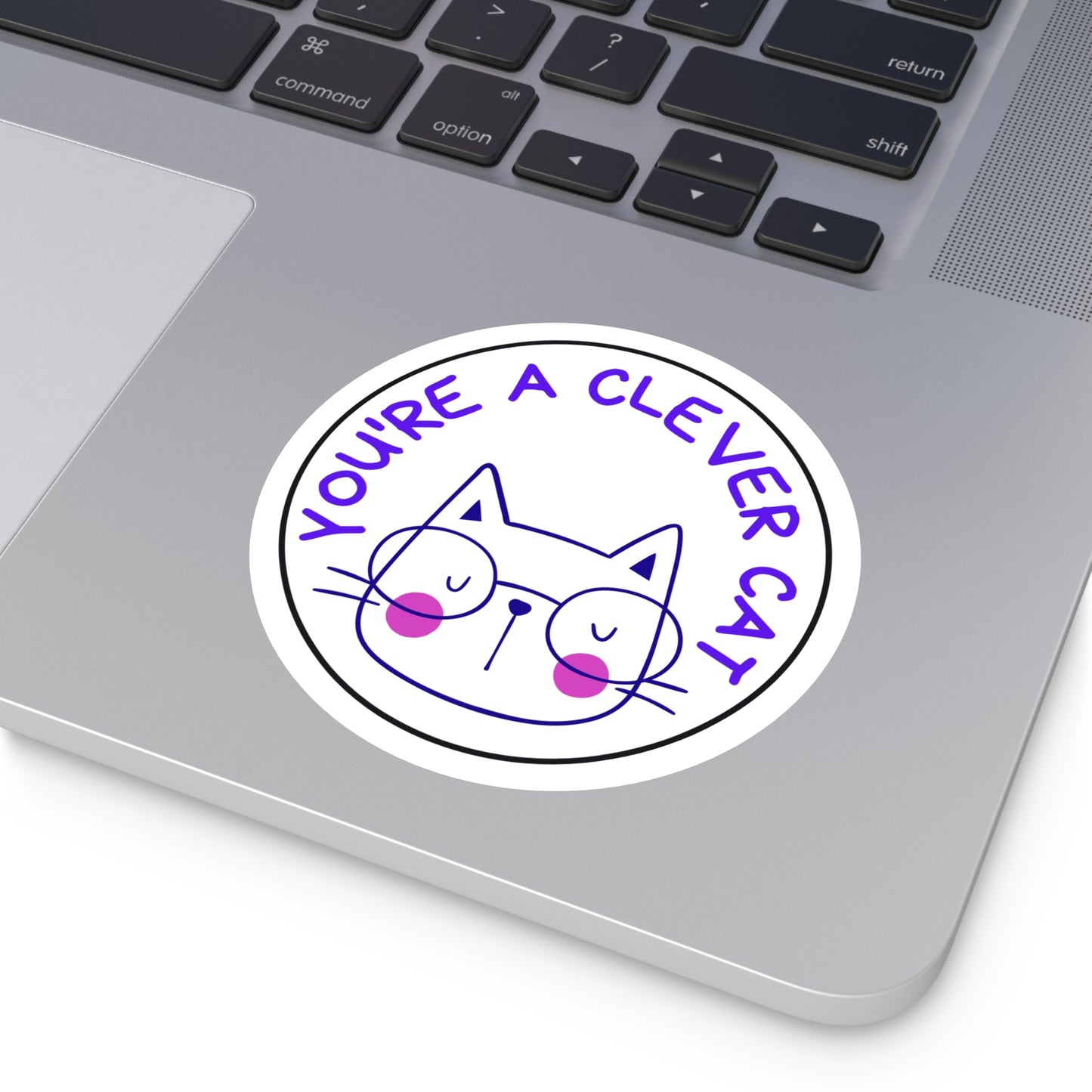 Clever Cat Round Stickers, Indoor\Outdoor