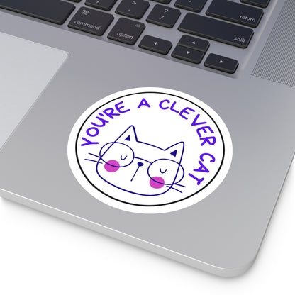 Clever Cat Round Stickers, Indoor\Outdoor