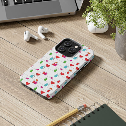 Cat and Hearts Tough Phone Cases