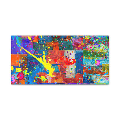 Neon Chaos Canvas Print – Abstract Patchwork Splatter Art with Bold Brushstrokes & Vivid Color Bursts