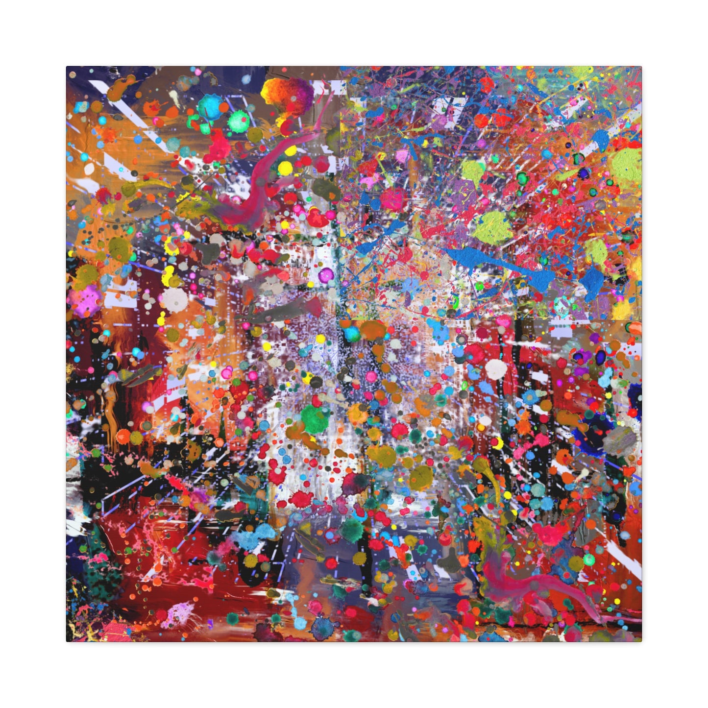 Urban Chaos: Neon Splatter Symphony Abstract Canvas Print Art