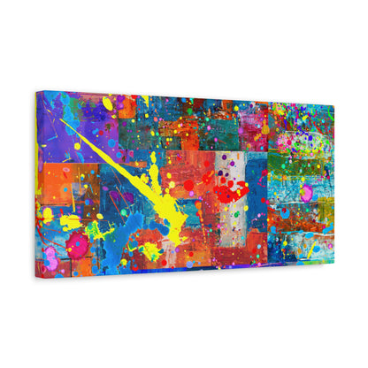 Neon Chaos Canvas Print – Abstract Patchwork Splatter Art with Bold Brushstrokes & Vivid Color Bursts