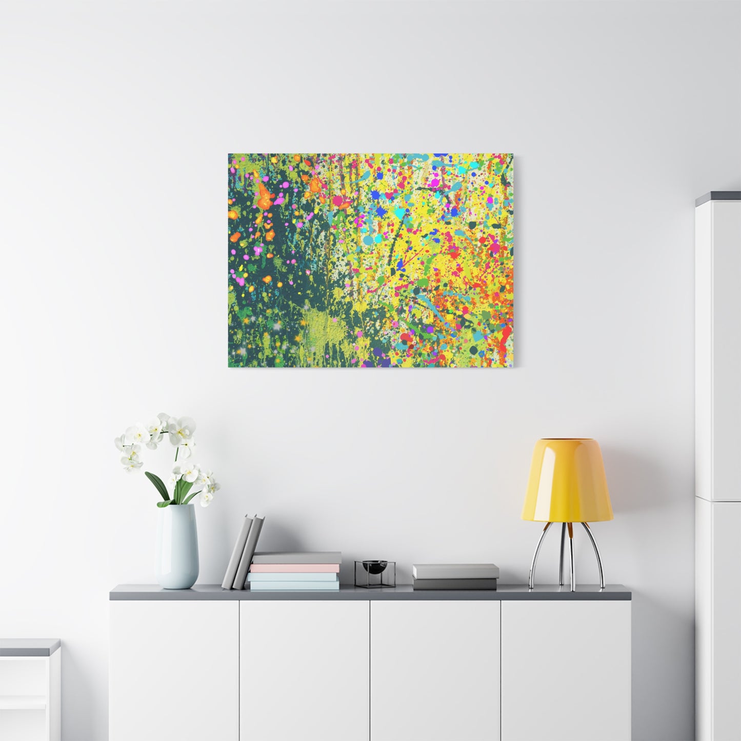 Vibrant Colorful Paint Splatter Abstract Art Canvas Print