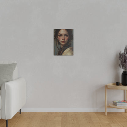 Classical Beauty Portrait Canvas Print – Elegant Oil-Style Girl Wall Art for Sophisticated Interiors