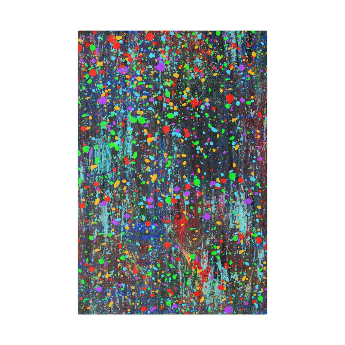 Color Drip Explosion Canvas Print  – Abstract Splatter Wall Art with Neon Paint on Dark Texture