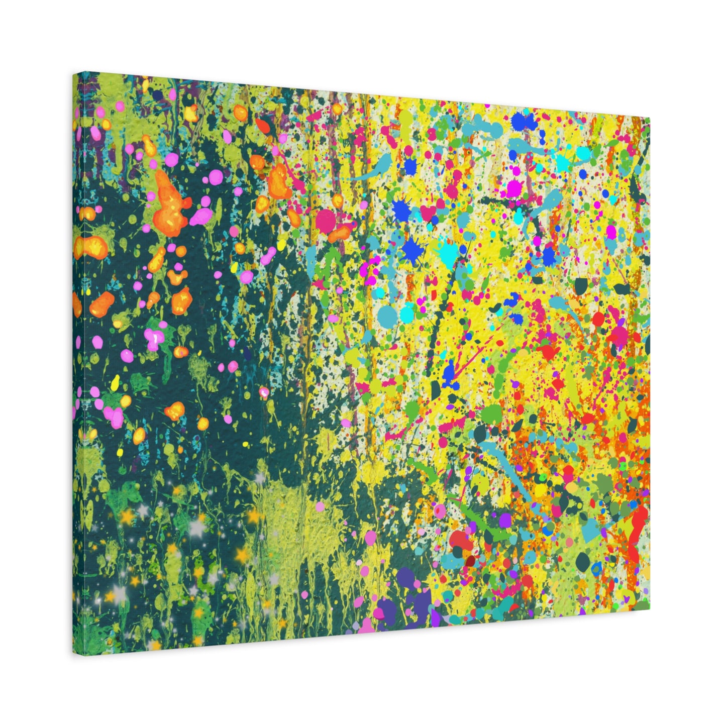 Vibrant Colorful Paint Splatter Abstract Art Canvas Print