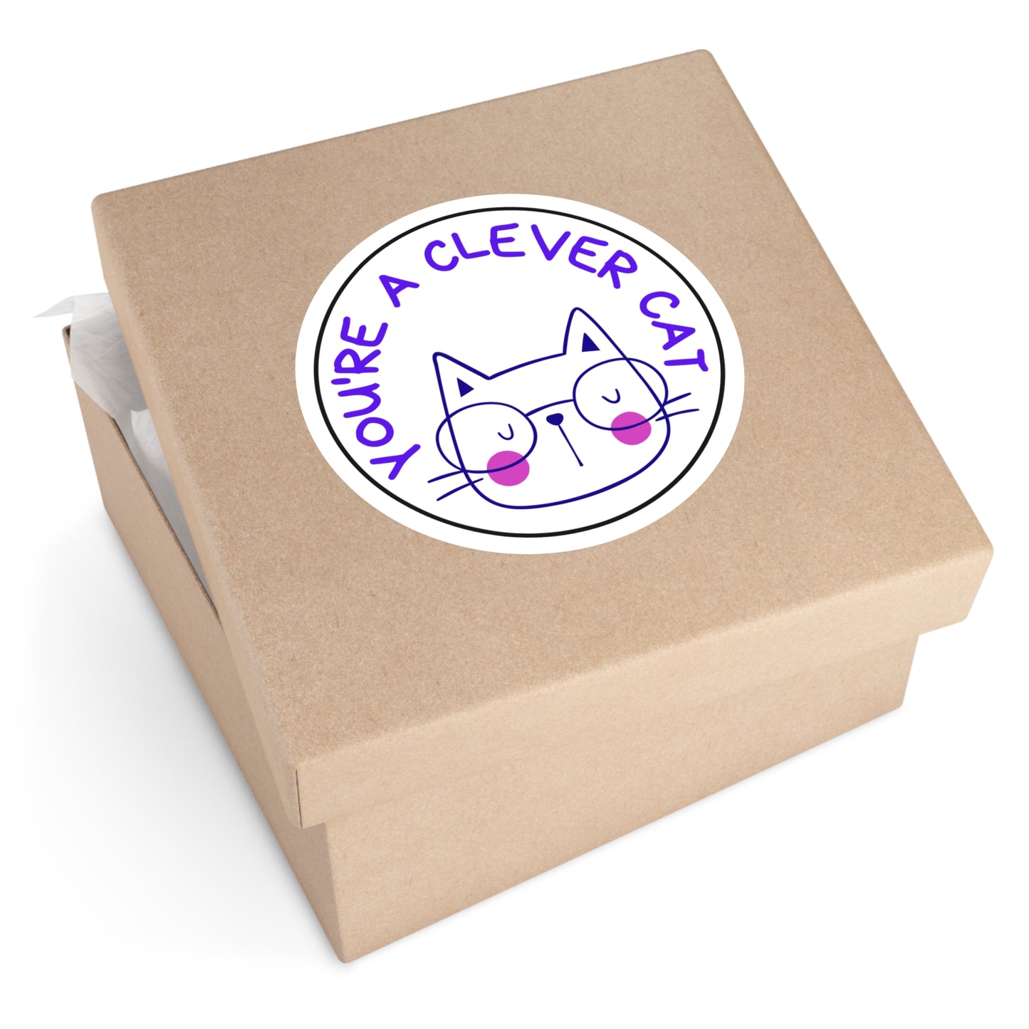 Clever Cat Round Stickers, Indoor\Outdoor