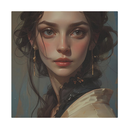 Classical Beauty Portrait Canvas Print – Elegant Oil-Style Girl Wall Art for Sophisticated Interiors
