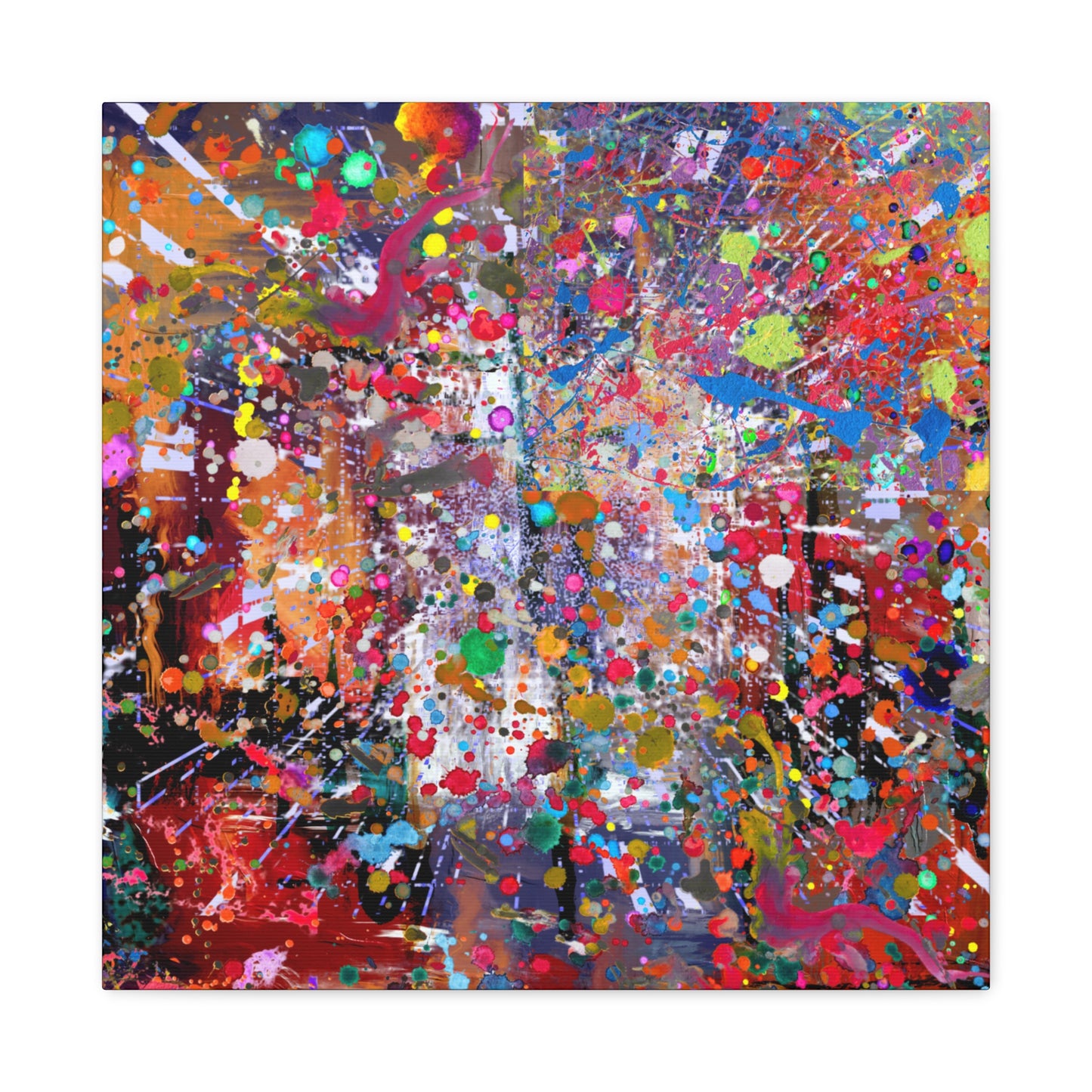 Urban Chaos: Neon Splatter Symphony Abstract Canvas Print Art
