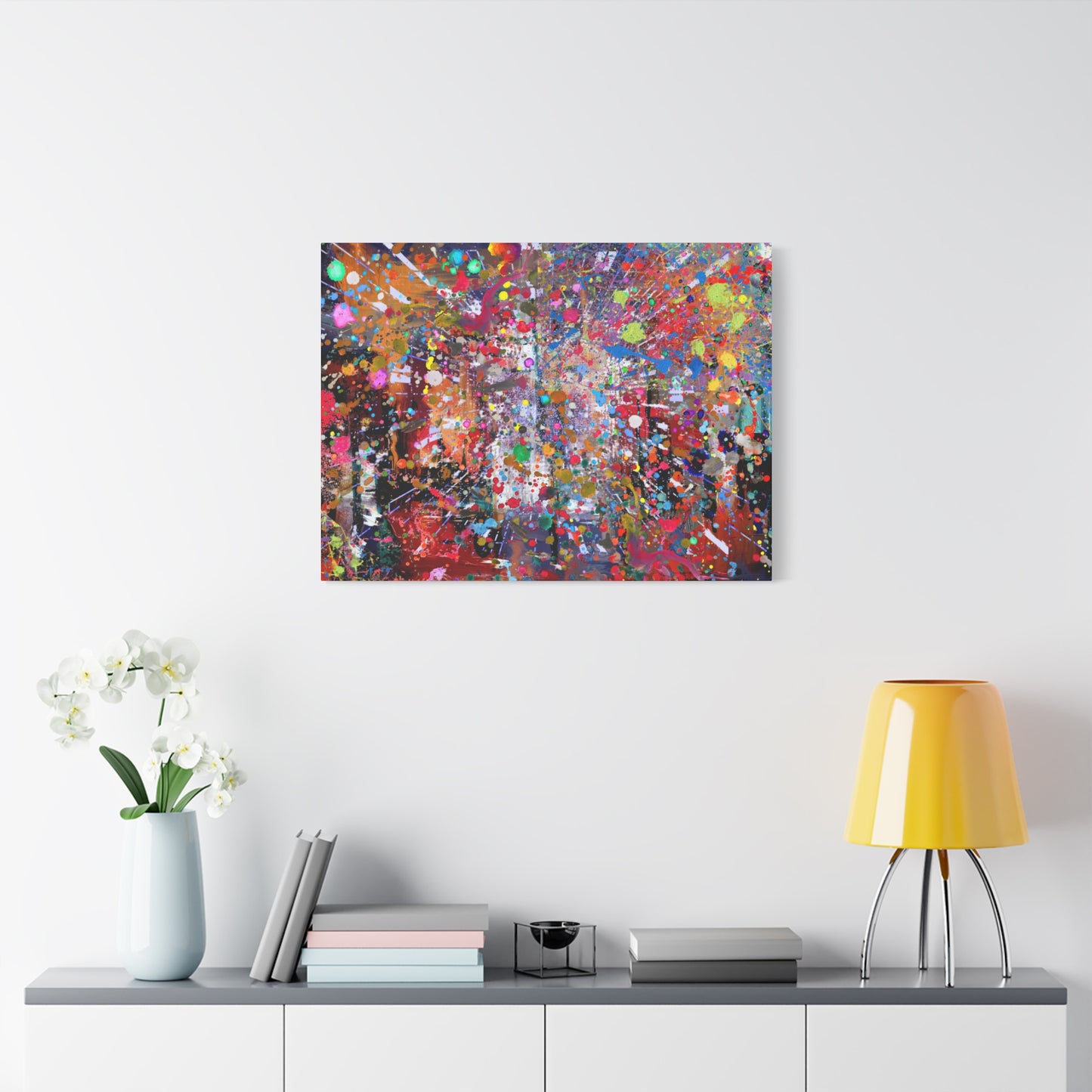 Urban Chaos: Neon Splatter Symphony Abstract Canvas Print Art
