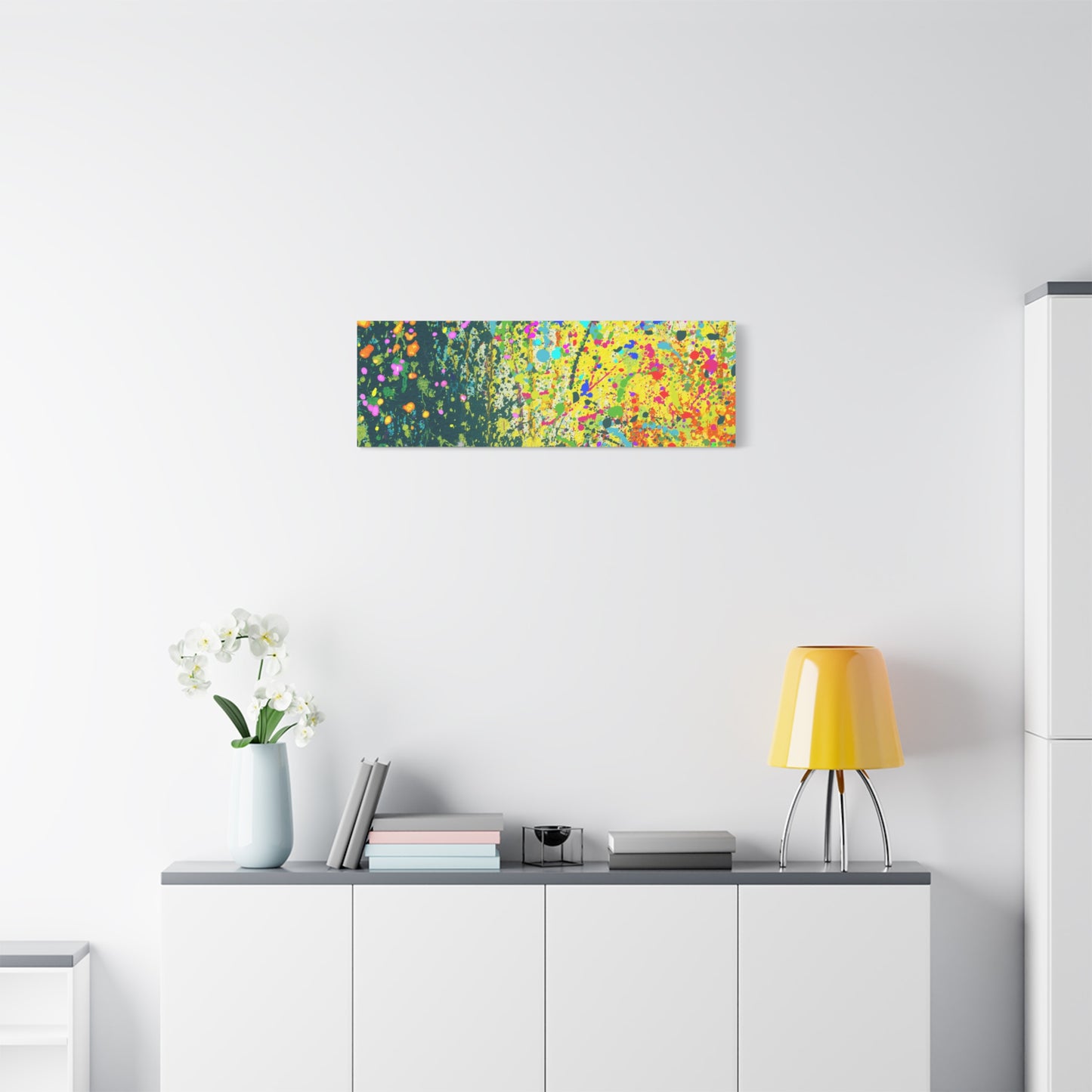 Vibrant Colorful Paint Splatter Abstract Art Canvas Print