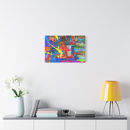Neon Chaos Canvas Print – Abstract Patchwork Splatter Art with Bold Brushstrokes & Vivid Color Bursts