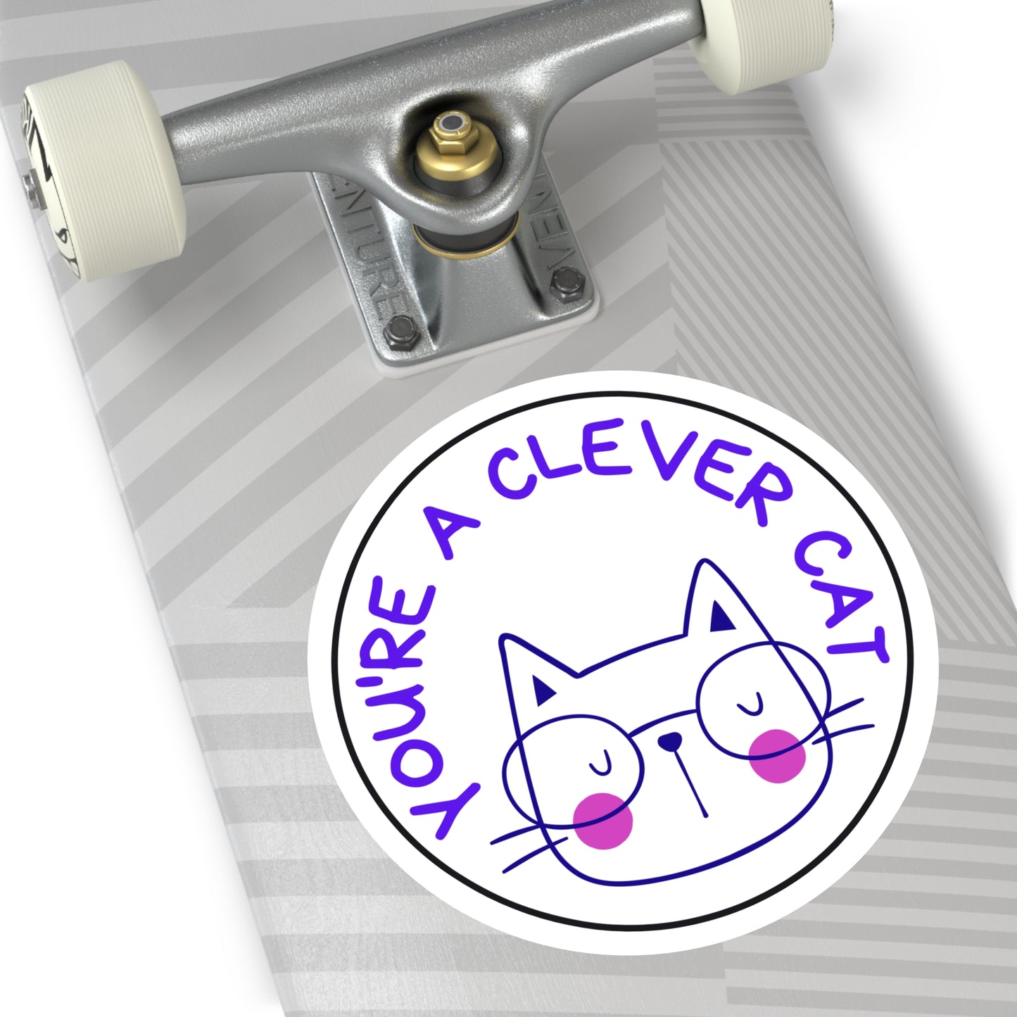 Clever Cat Round Stickers, Indoor\Outdoor