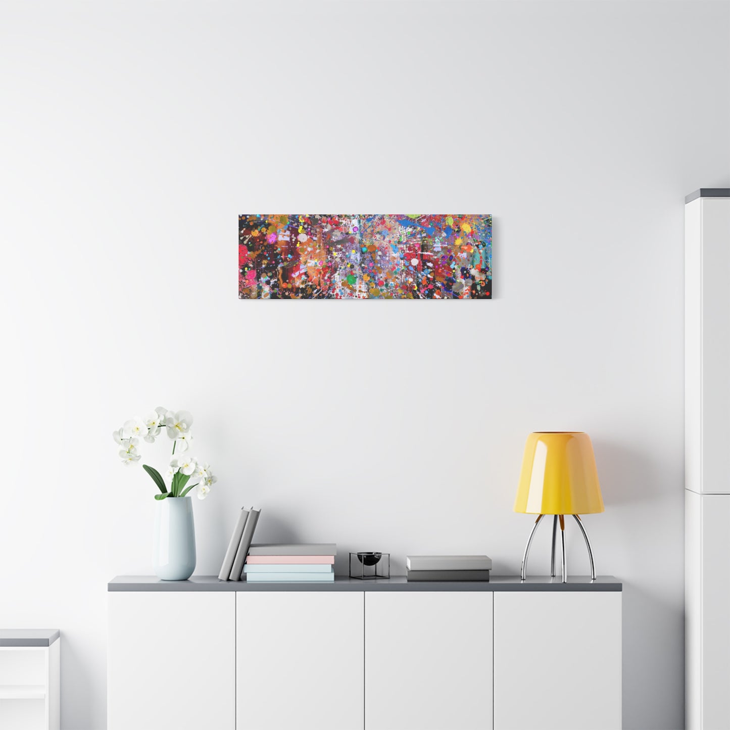 Urban Chaos: Neon Splatter Symphony Abstract Canvas Print Art