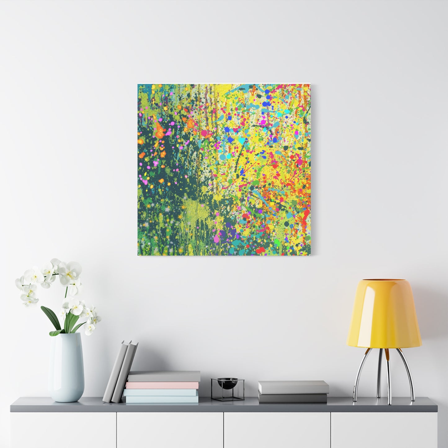 Vibrant Colorful Paint Splatter Abstract Art Canvas Print
