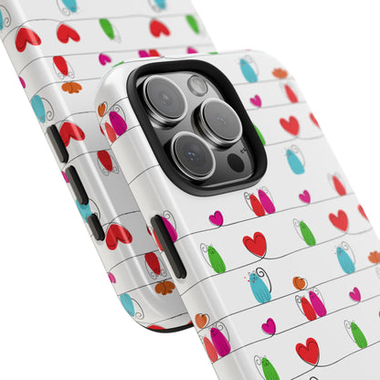 Cat and Hearts Tough Phone Cases