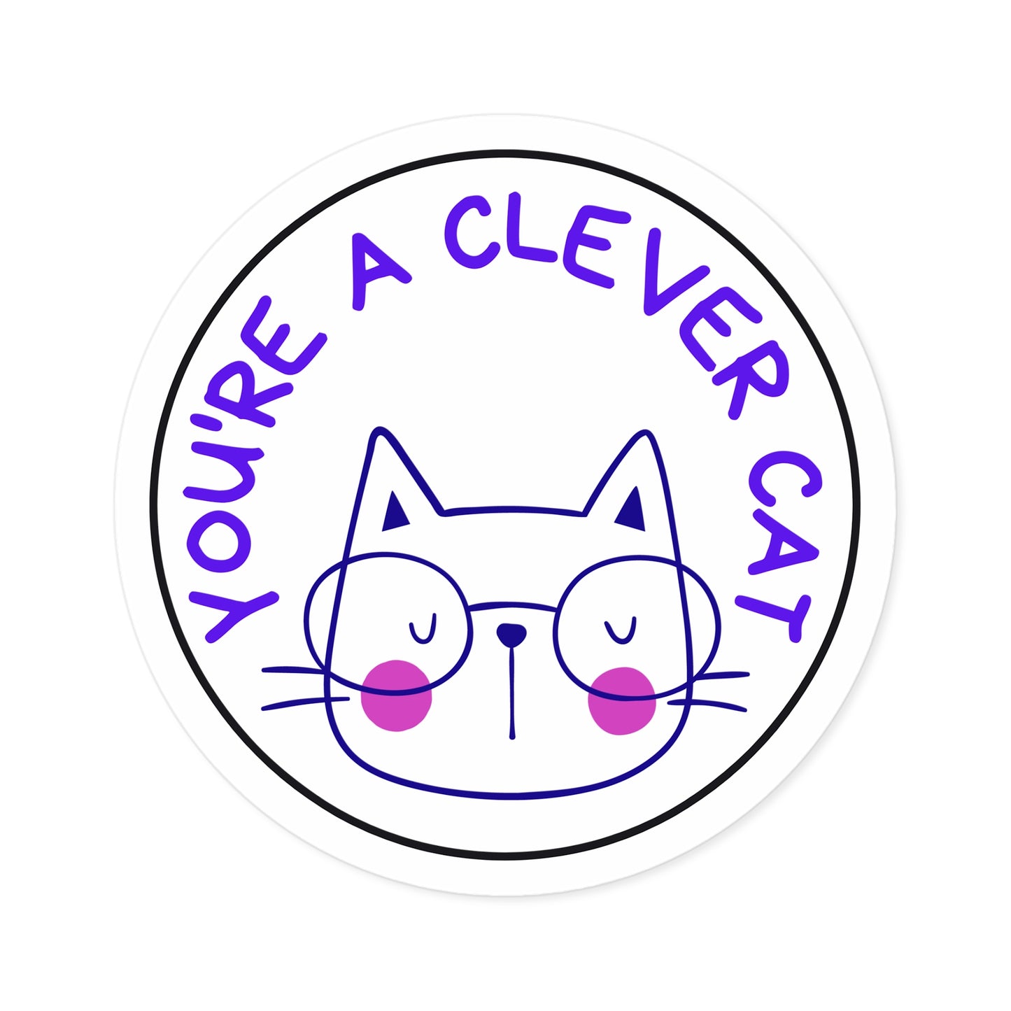 Clever Cat Round Stickers, Indoor\Outdoor