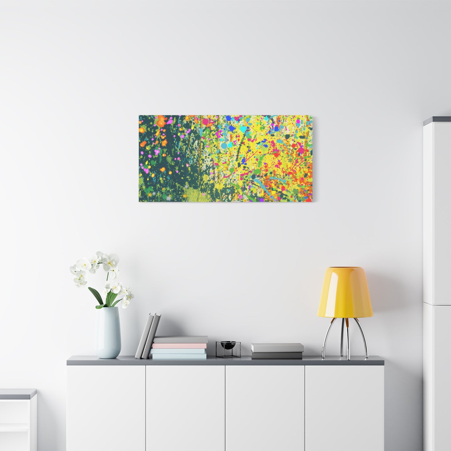 Vibrant Colorful Paint Splatter Abstract Art Canvas Print