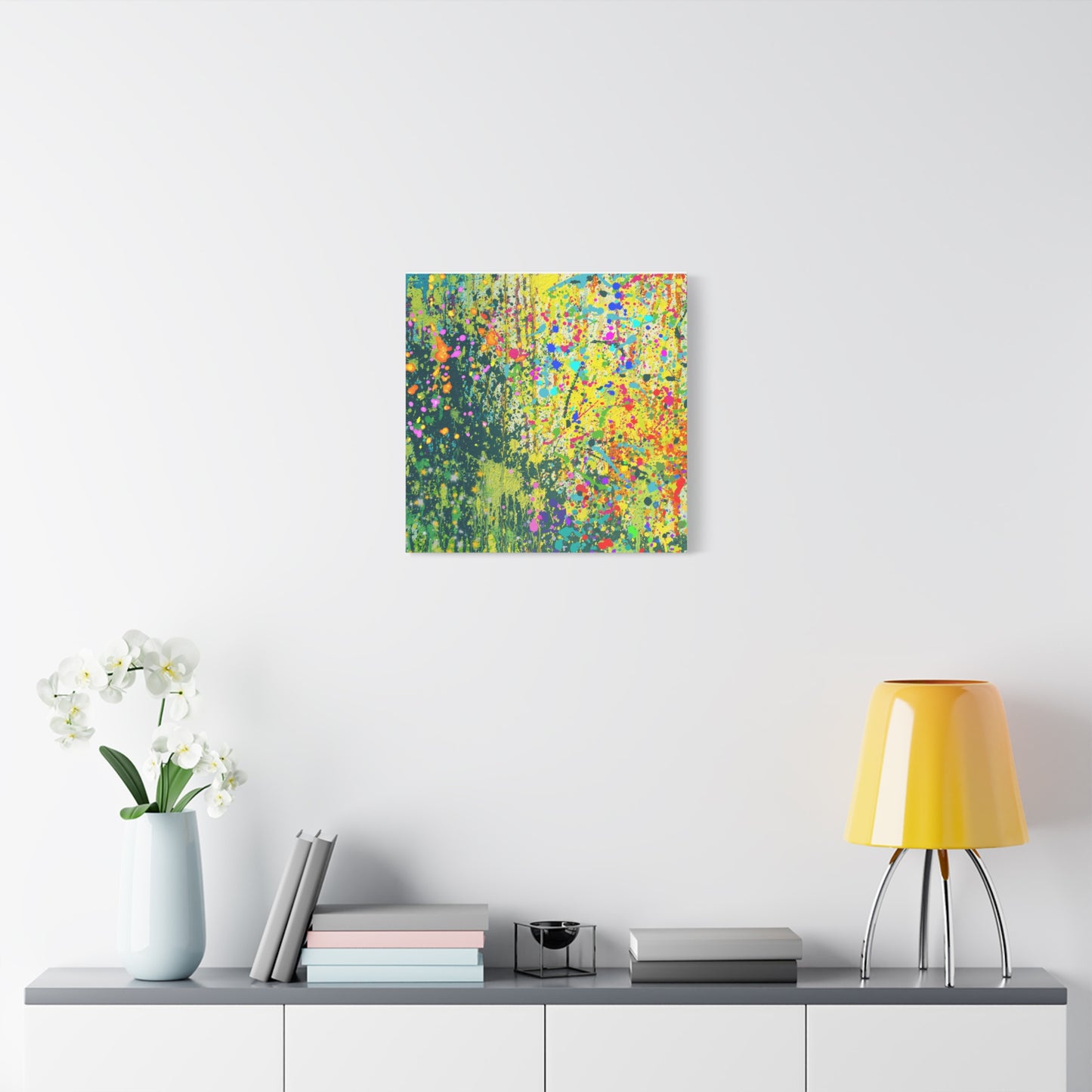 Vibrant Colorful Paint Splatter Abstract Art Canvas Print