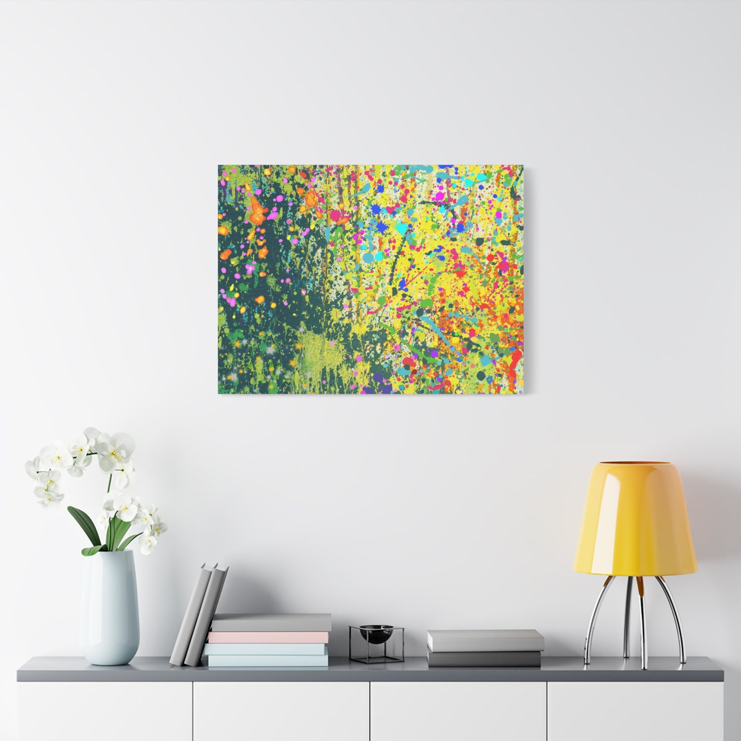 Vibrant Colorful Paint Splatter Abstract Art Canvas Print