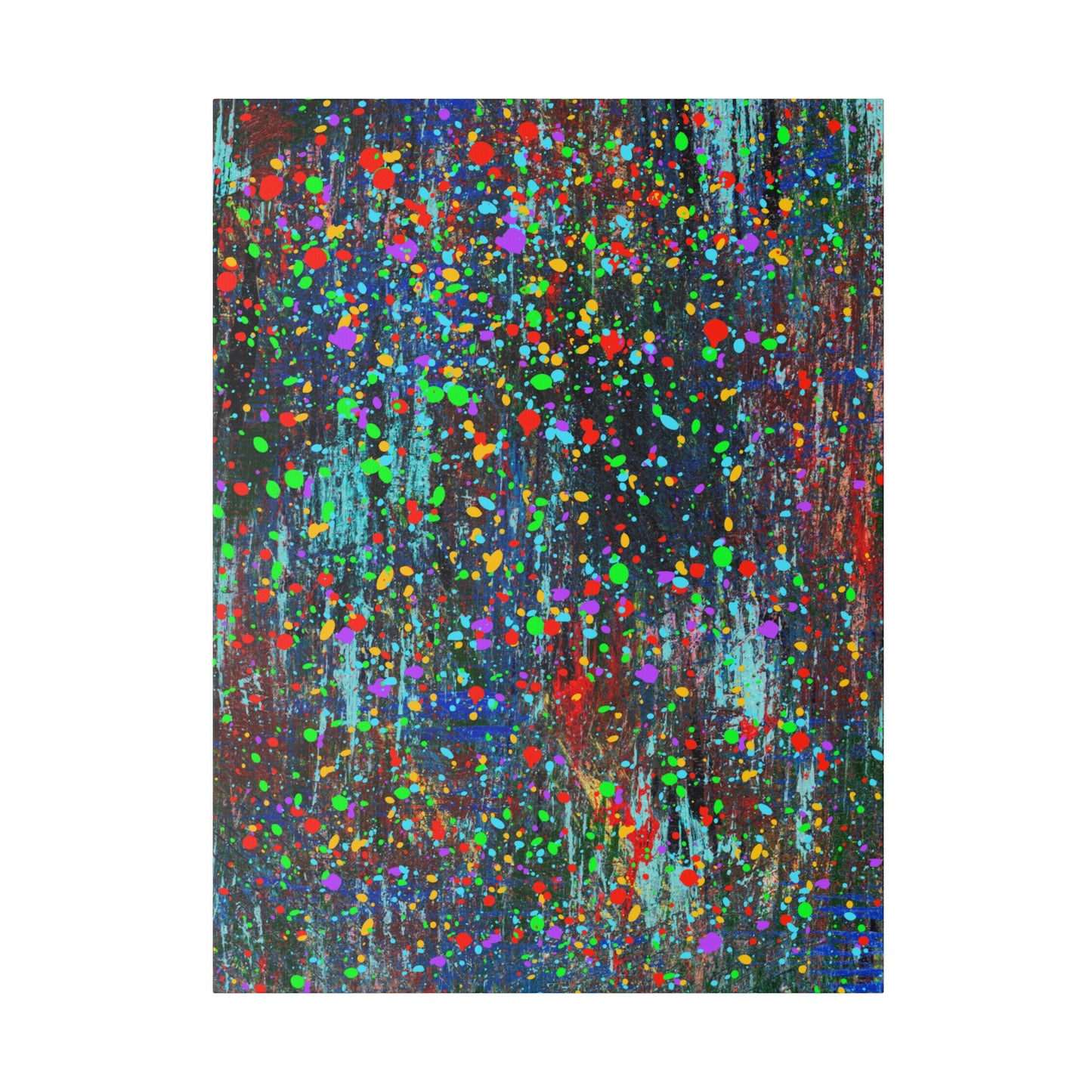 Color Drip Explosion Canvas Print  – Abstract Splatter Wall Art with Neon Paint on Dark Texture