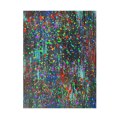 Color Drip Explosion Canvas Print  – Abstract Splatter Wall Art with Neon Paint on Dark Texture