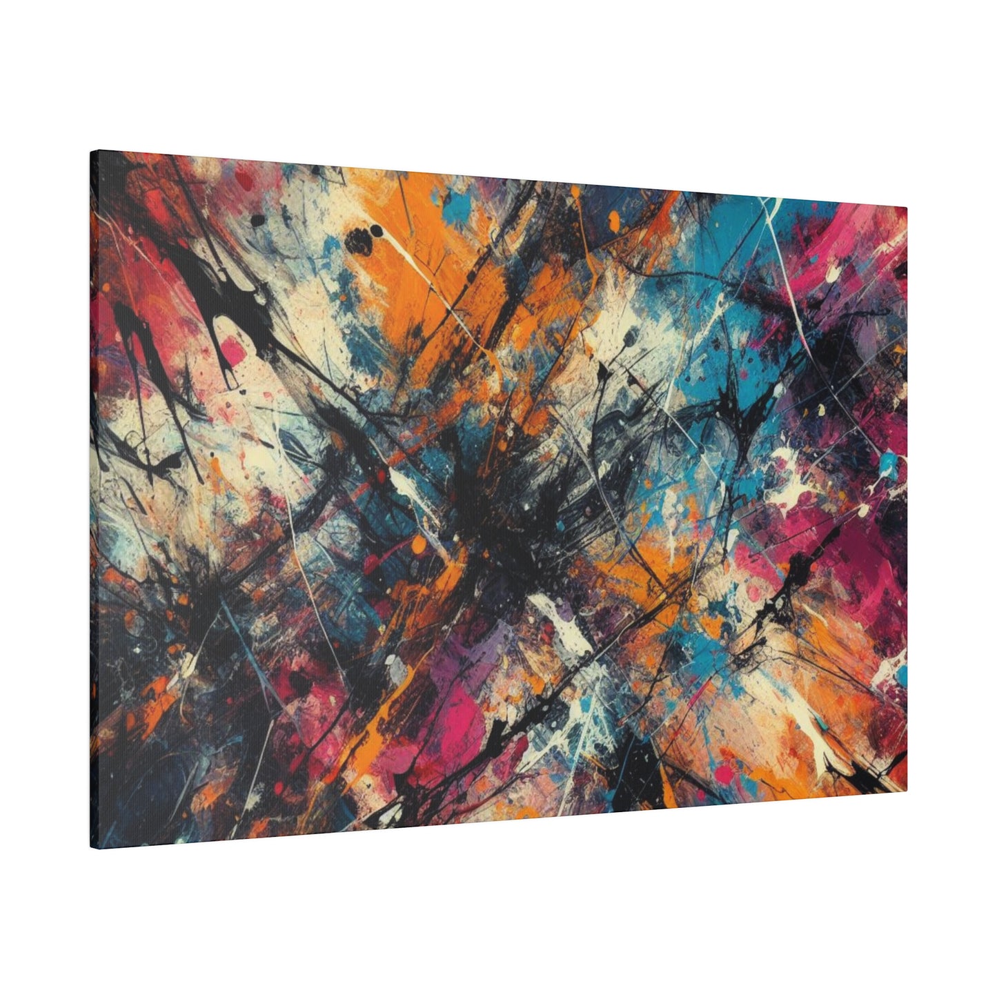 Electric Chaos Abstract Canvas Print – Bold Modern Paint Splash Wall Art for Contemporary Interiors
