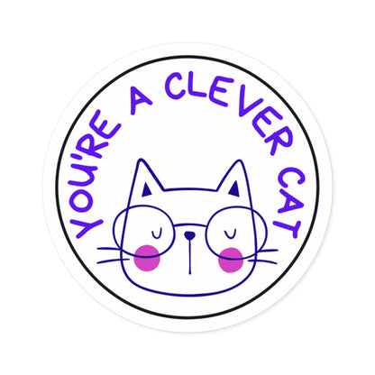Clever Cat Round Stickers, Indoor\Outdoor
