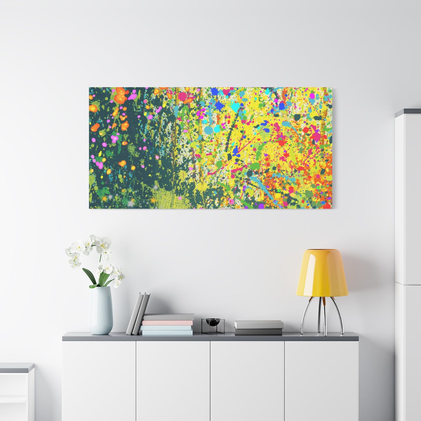 Vibrant Colorful Paint Splatter Abstract Art Canvas Print