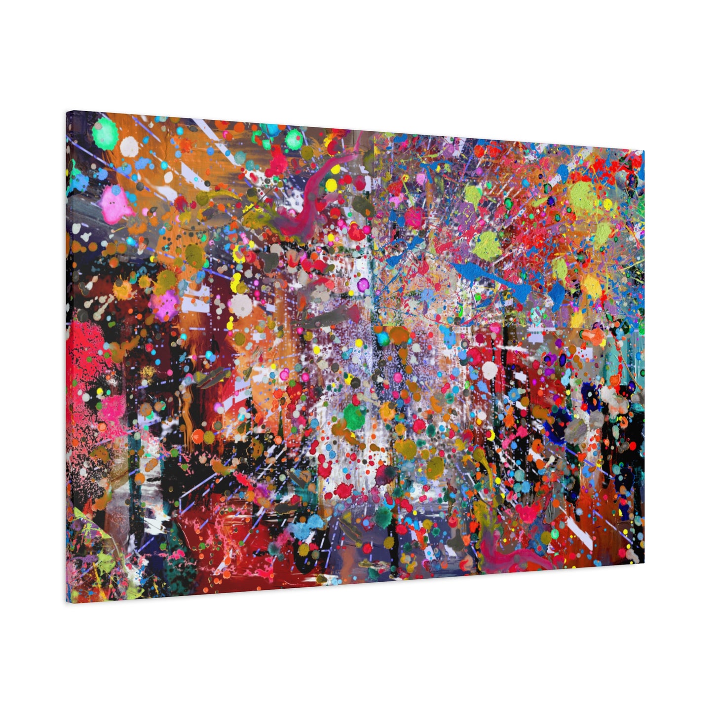 Urban Chaos: Neon Splatter Symphony Abstract Canvas Print Art