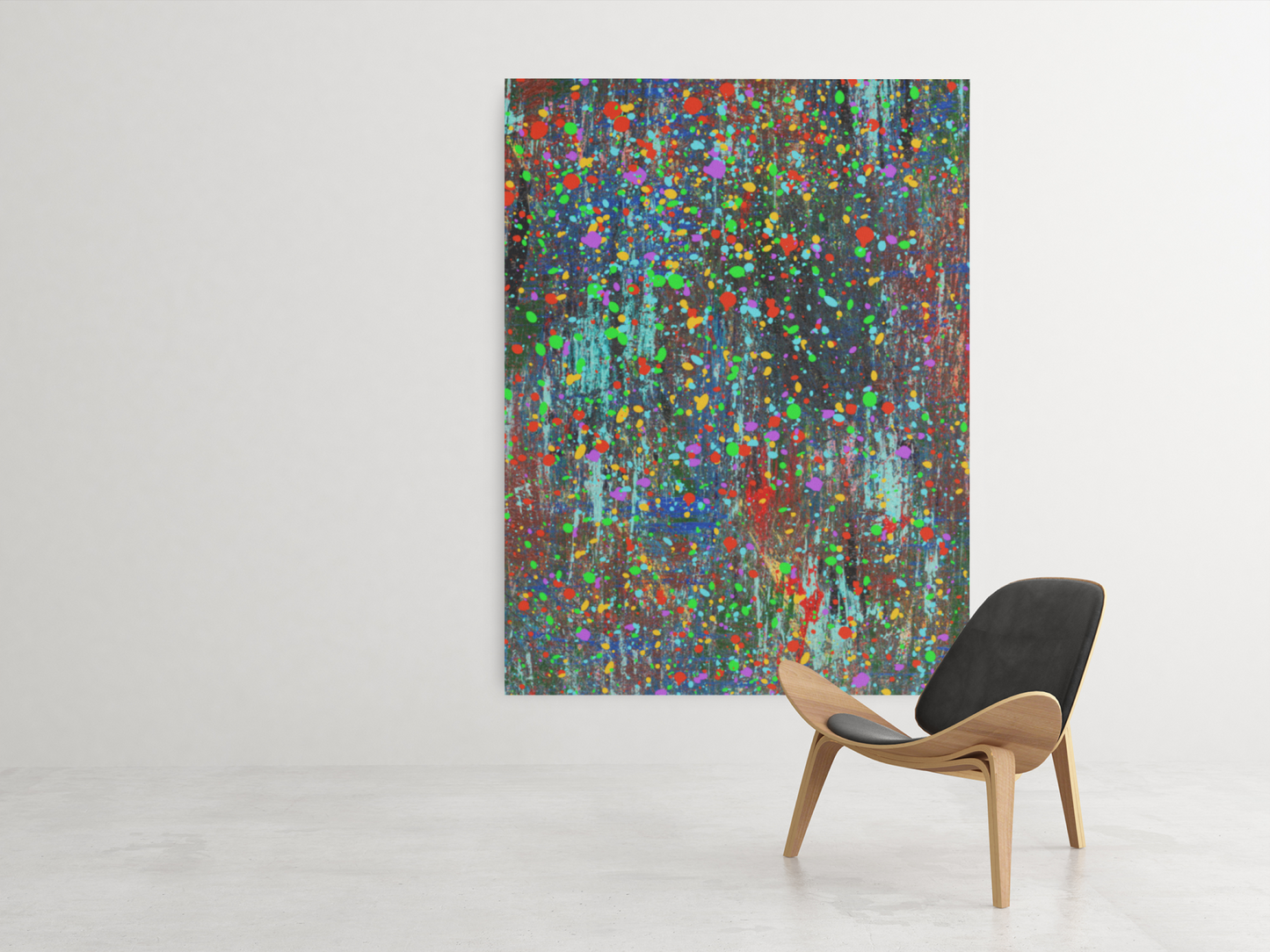 Color Drip Explosion Canvas Print  – Abstract Splatter Wall Art with Neon Paint on Dark Texture