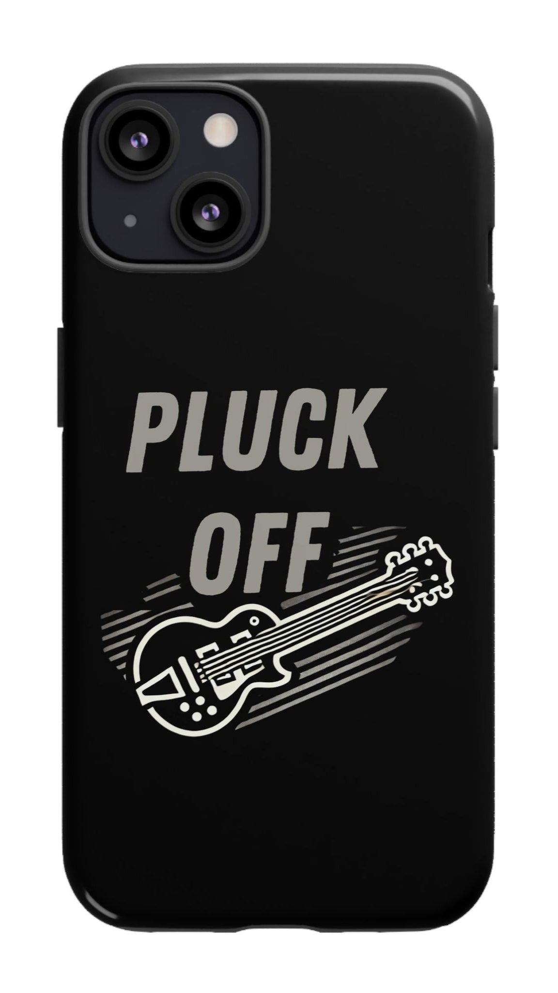 Funny pluck off tough phone case featuring a guitar graphic for music lovers