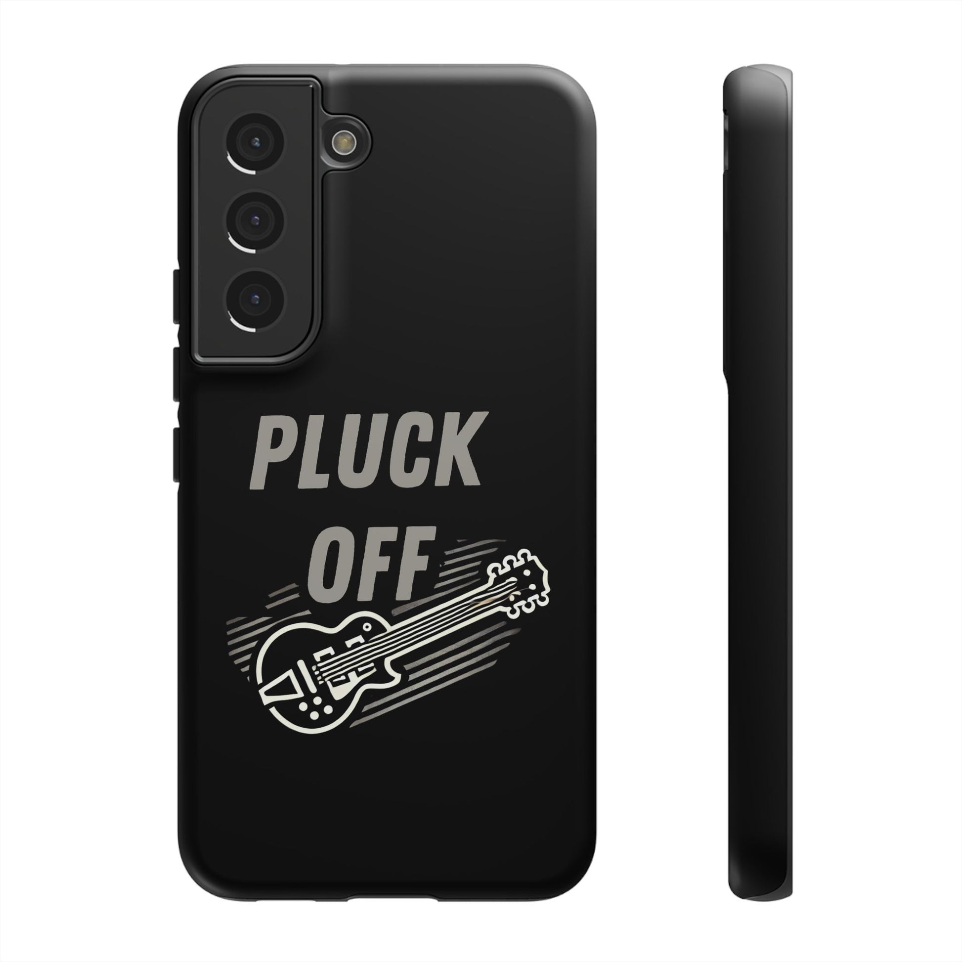 Funny pluck off tough phone case with guitar graphic for music lovers and phone protection