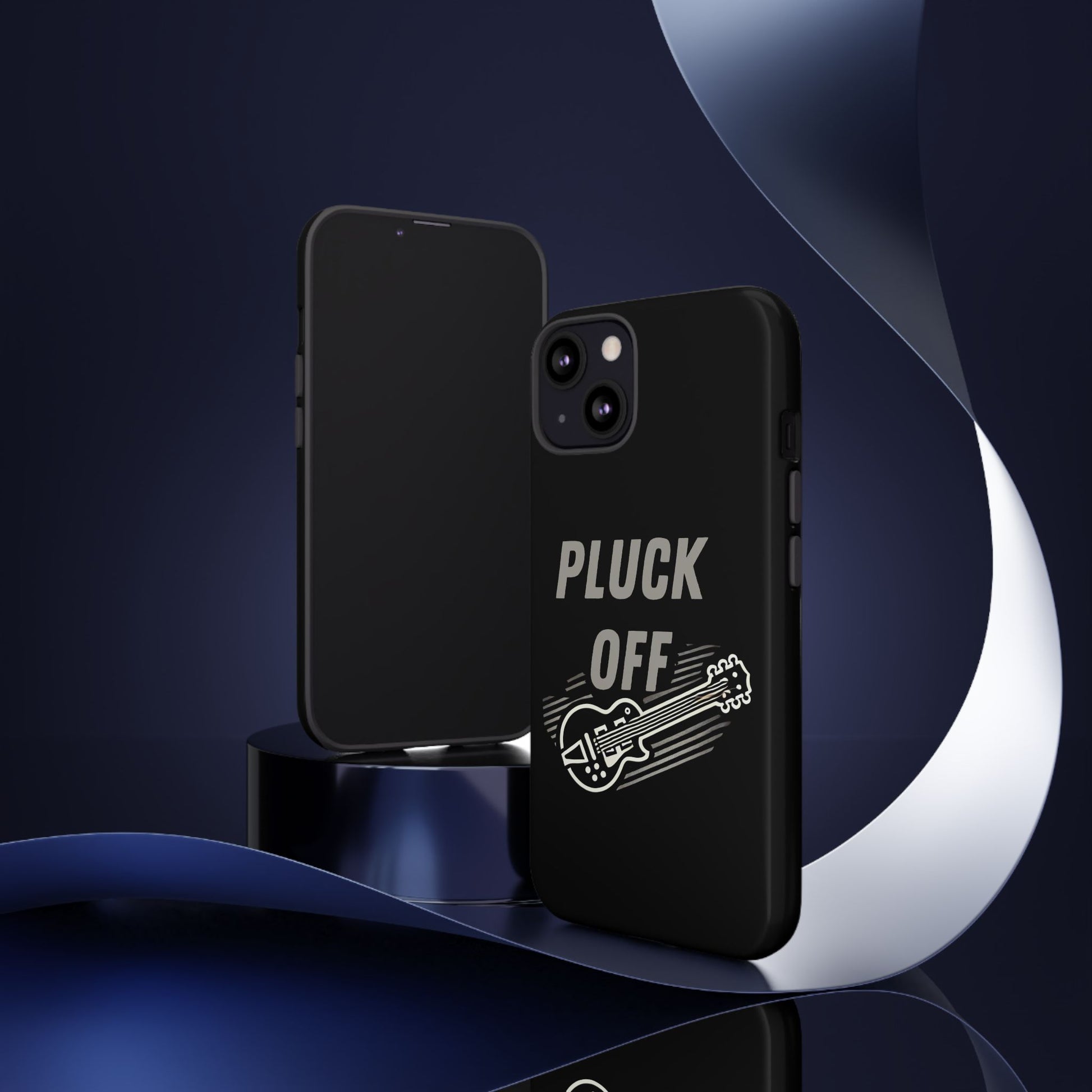 Funny pluck off tough phone case featuring a guitar design for music lovers