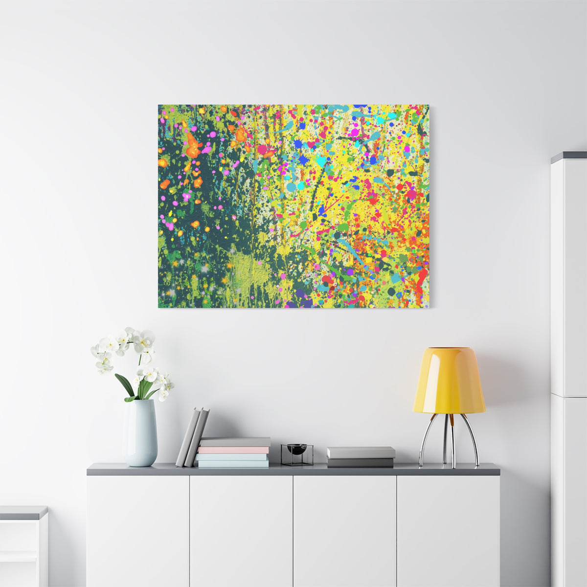 Vibrant Colorful Paint Splatter Abstract Art Canvas Print