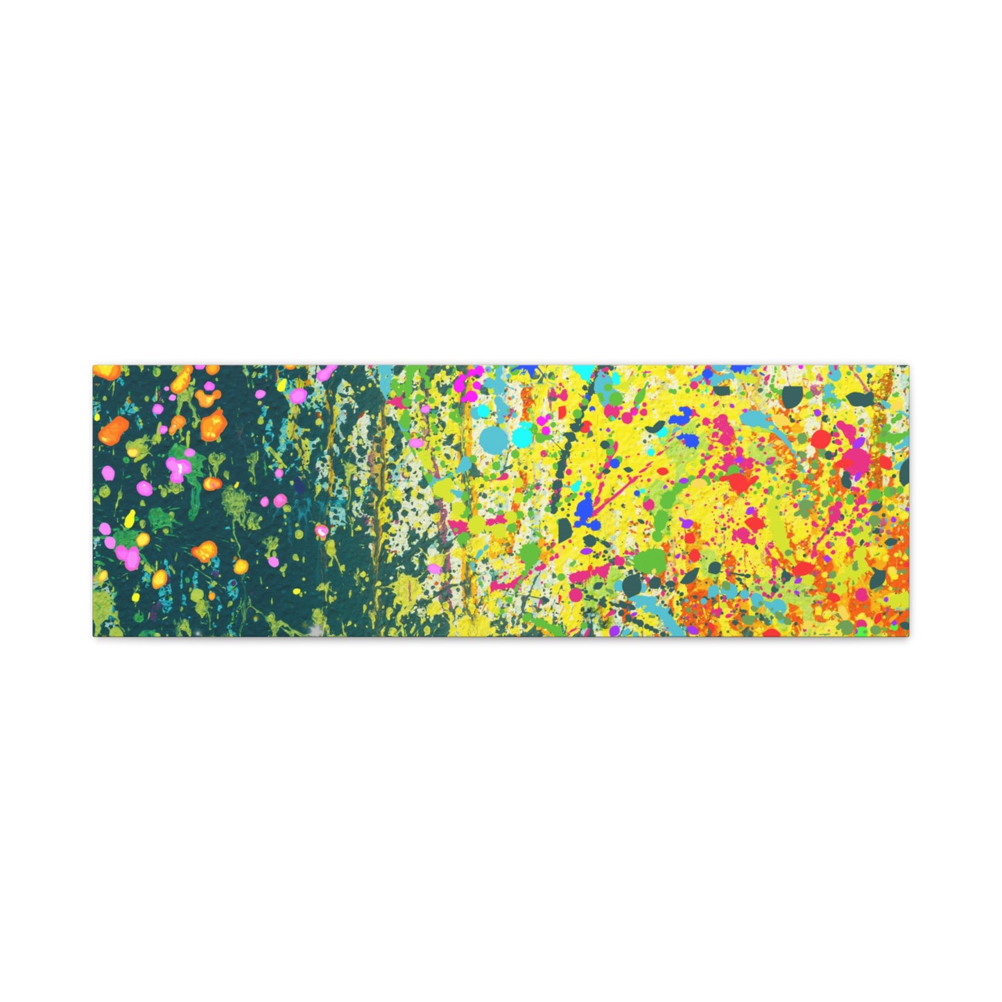 Vibrant colorful paint splatter abstract art canvas print featuring a mix of bright colors and textures