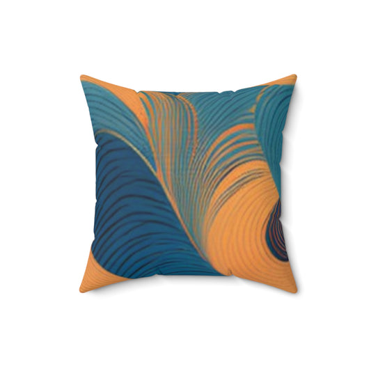  wavy pattern throw pillow with blue and orange abstract design for home decor