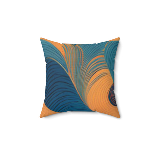  wavy pattern throw pillow with blue and orange abstract wave design for home decor